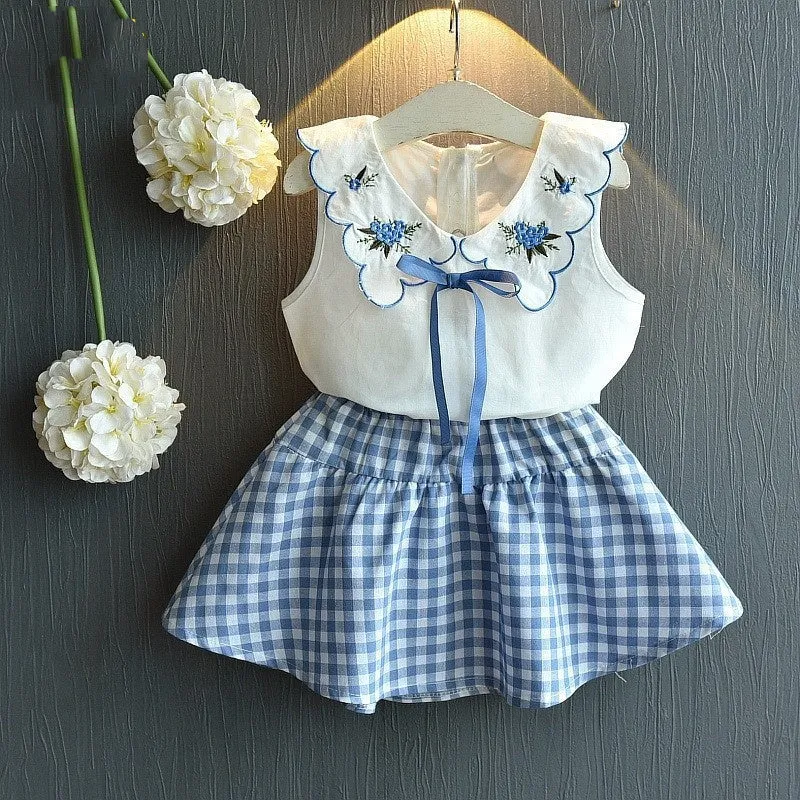 Girls' Summer Clothing Set: T-Shirt & Skirt for Kids