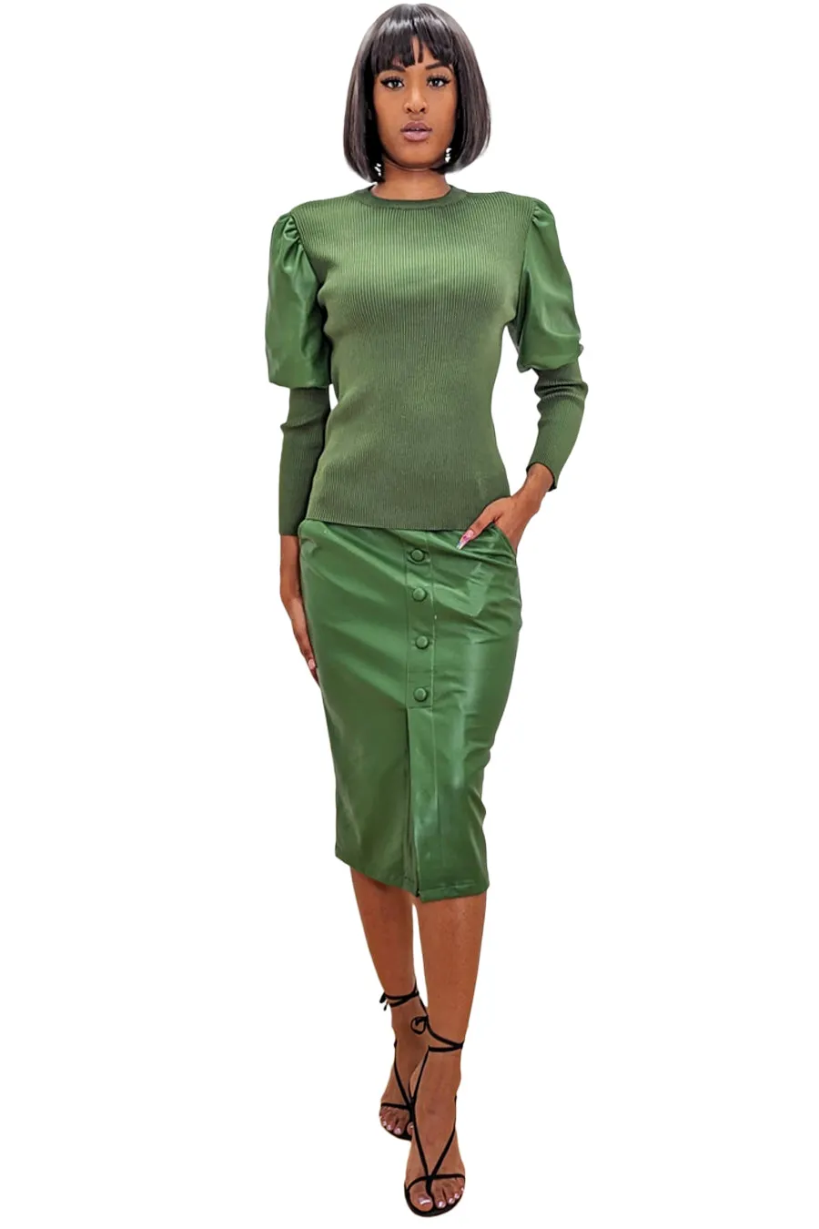 H2253 SKIRT (GRN, BLK)