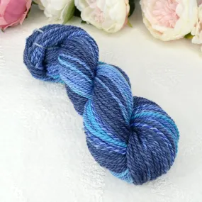 Hand Spun Tasmanian Merino Wool Chunky Yarn in Opal Blue
