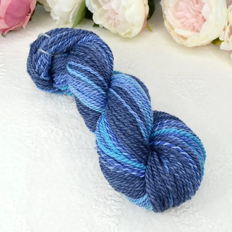 Hand Spun Tasmanian Merino Wool Chunky Yarn in Opal Blue