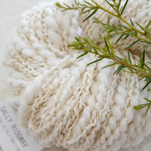 Hand Spun Thick & Thin Yarn with Sequins Natural White 11651