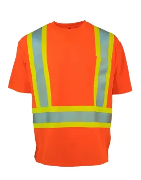 Hi Vis Short Sleeve Safety T-Shirt with Chest Pocket in Orange