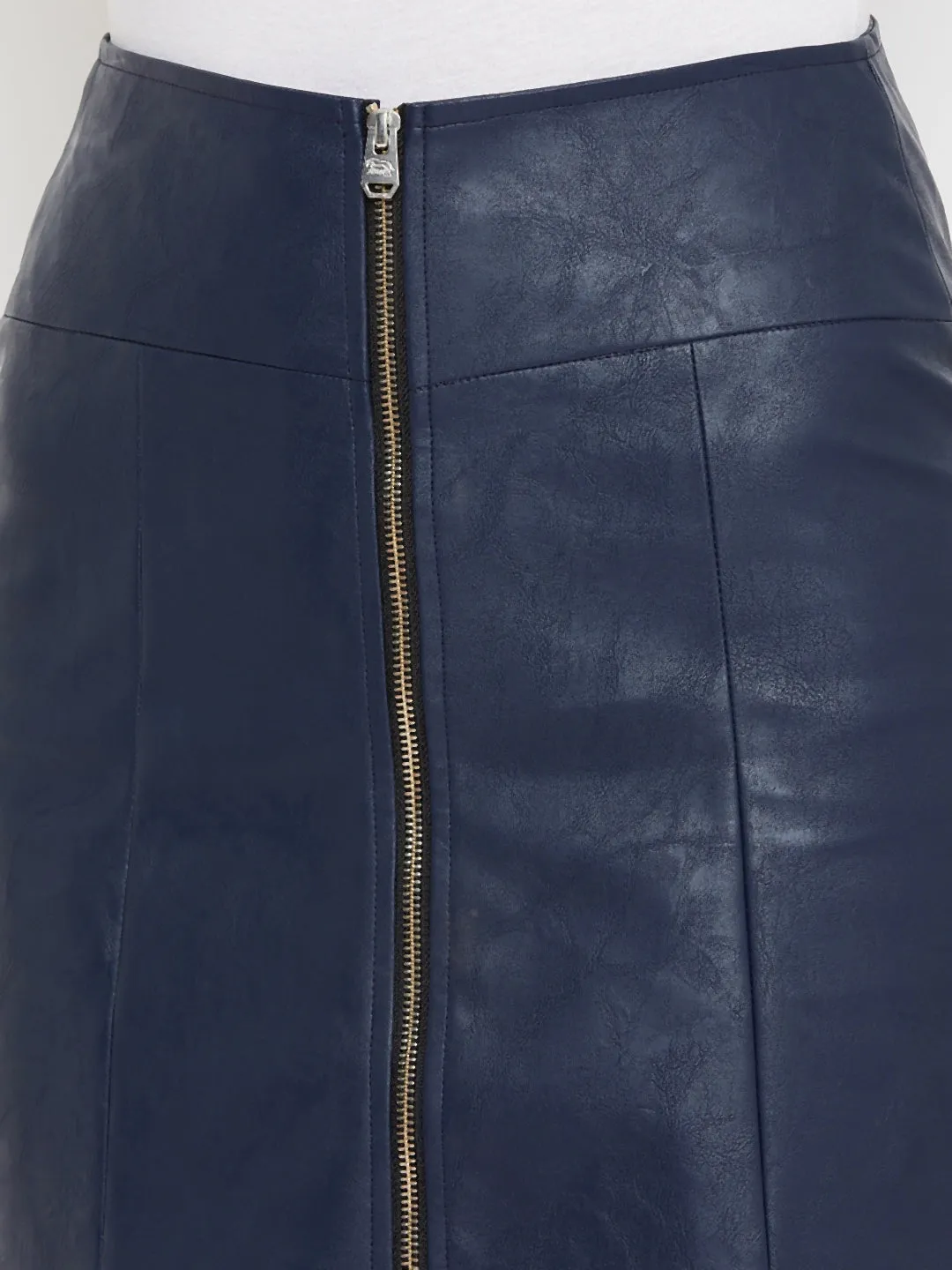 JUMP USA Women Navy Blue Solid Mini Pencil Skirt