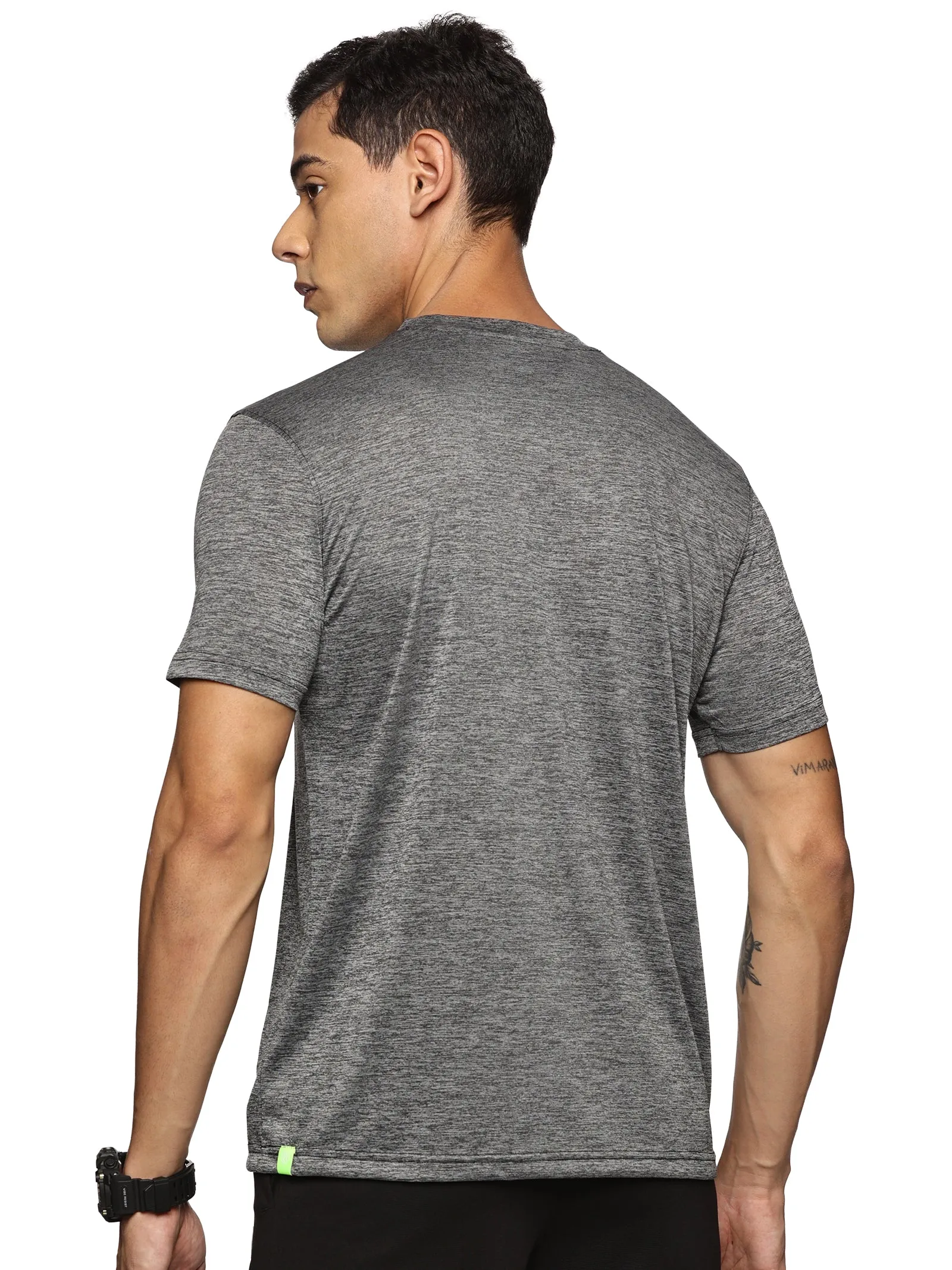 Men Regular Fit Round Neck Half sleeve T shirt (Light Grey)