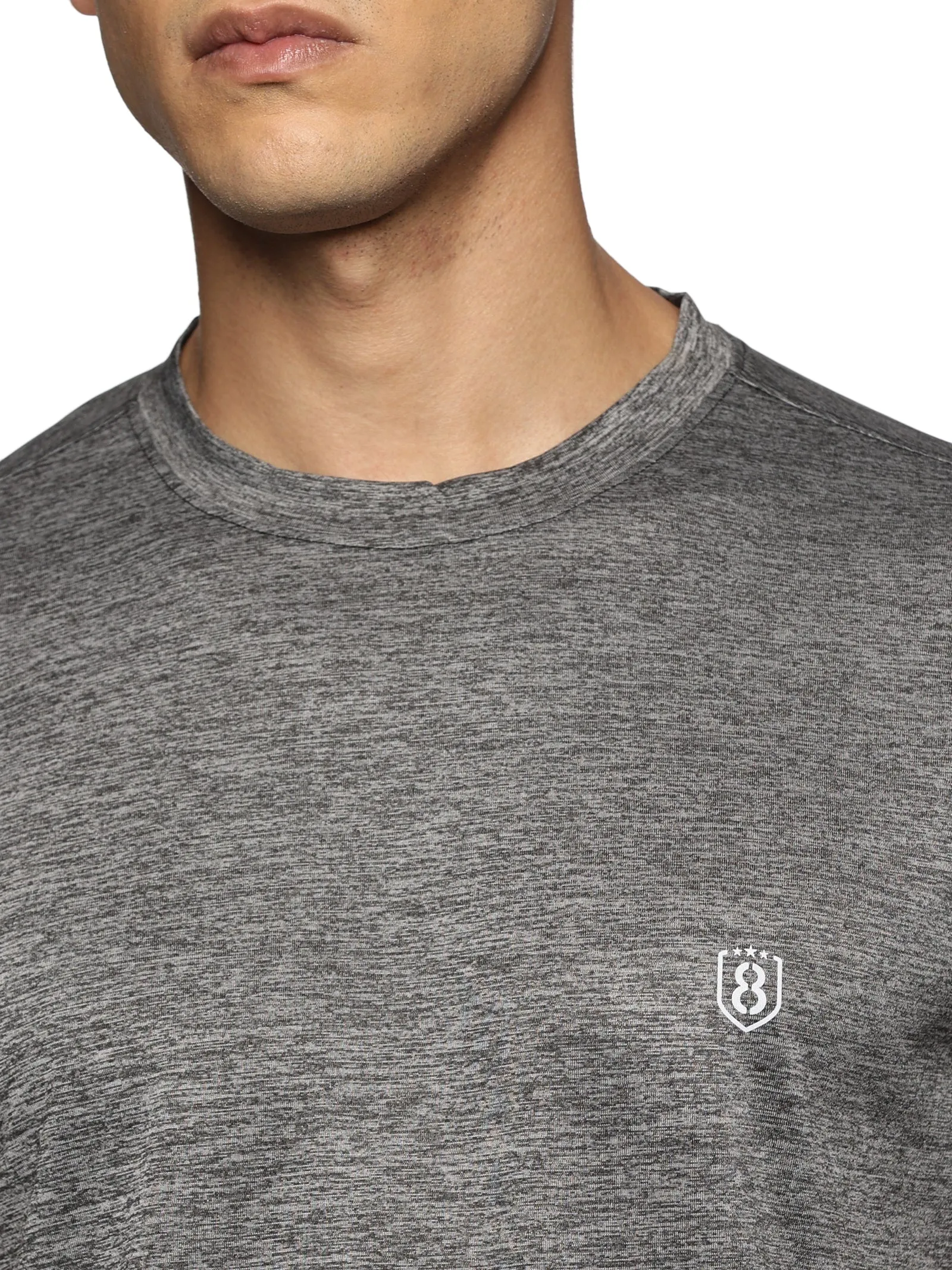 Men Regular Fit Round Neck Half sleeve T shirt (Light Grey)