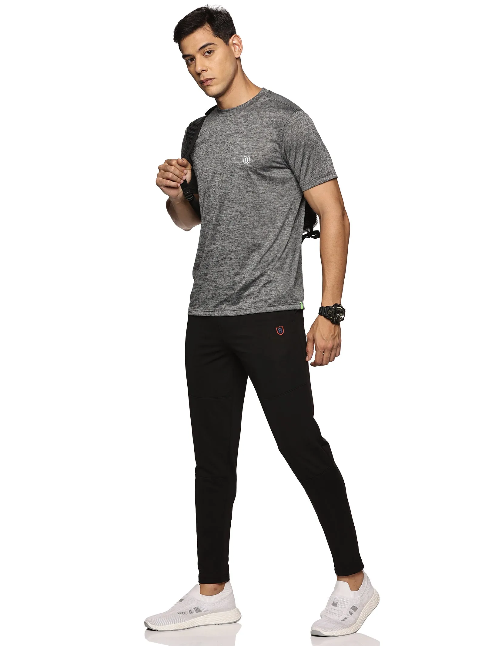 Men Regular Fit Round Neck Half sleeve T shirt (Light Grey)