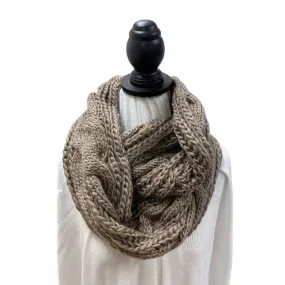 Mocha Double Chunky Cable Knit Infinity Scarf