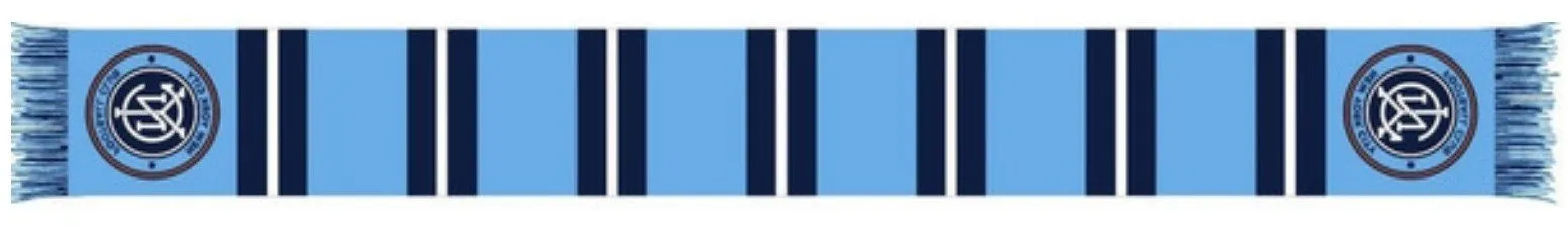 New York City FC Ruffneck Blue Striped Knit Acrylic Scarf 7" x 60"