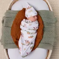 Organic Snuggle Swaddle & Beanie Set, Farm