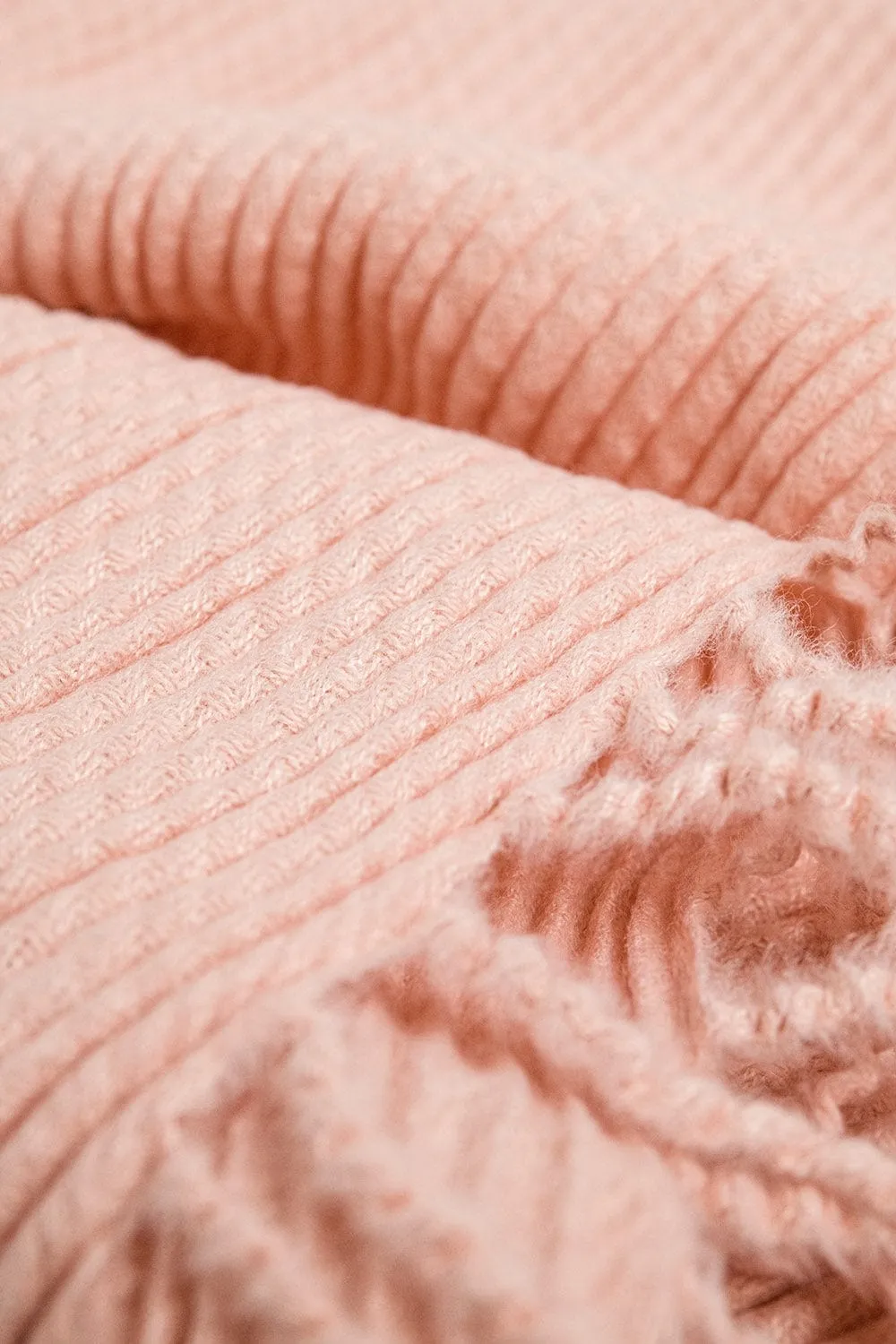 Pink Scarf In Soft And Fluffy Fabric With Fringes