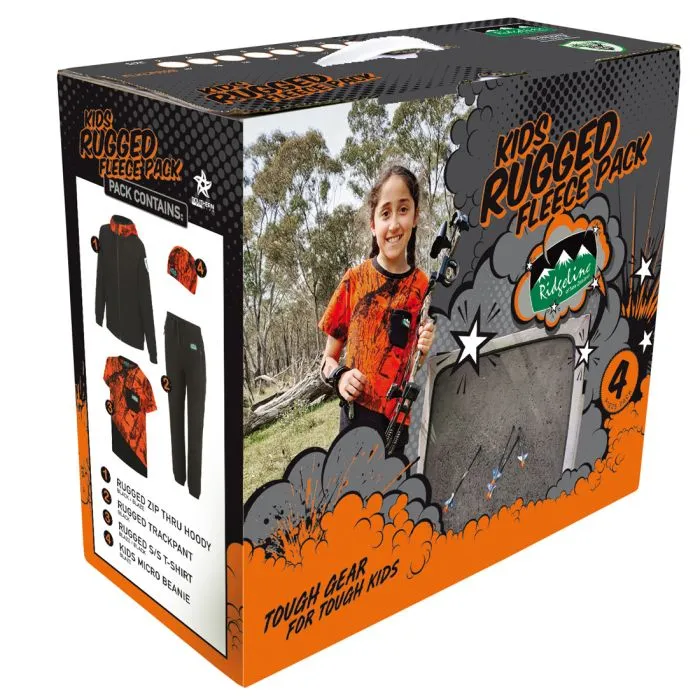 Ridgeline Kids Rugged Fleece 4 Piece Clothing Pack - Blaze Camo/Black