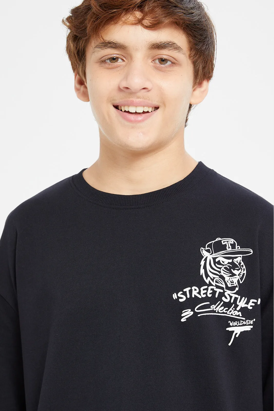 Senior Boys Black Lion Oversize T-Shirt
