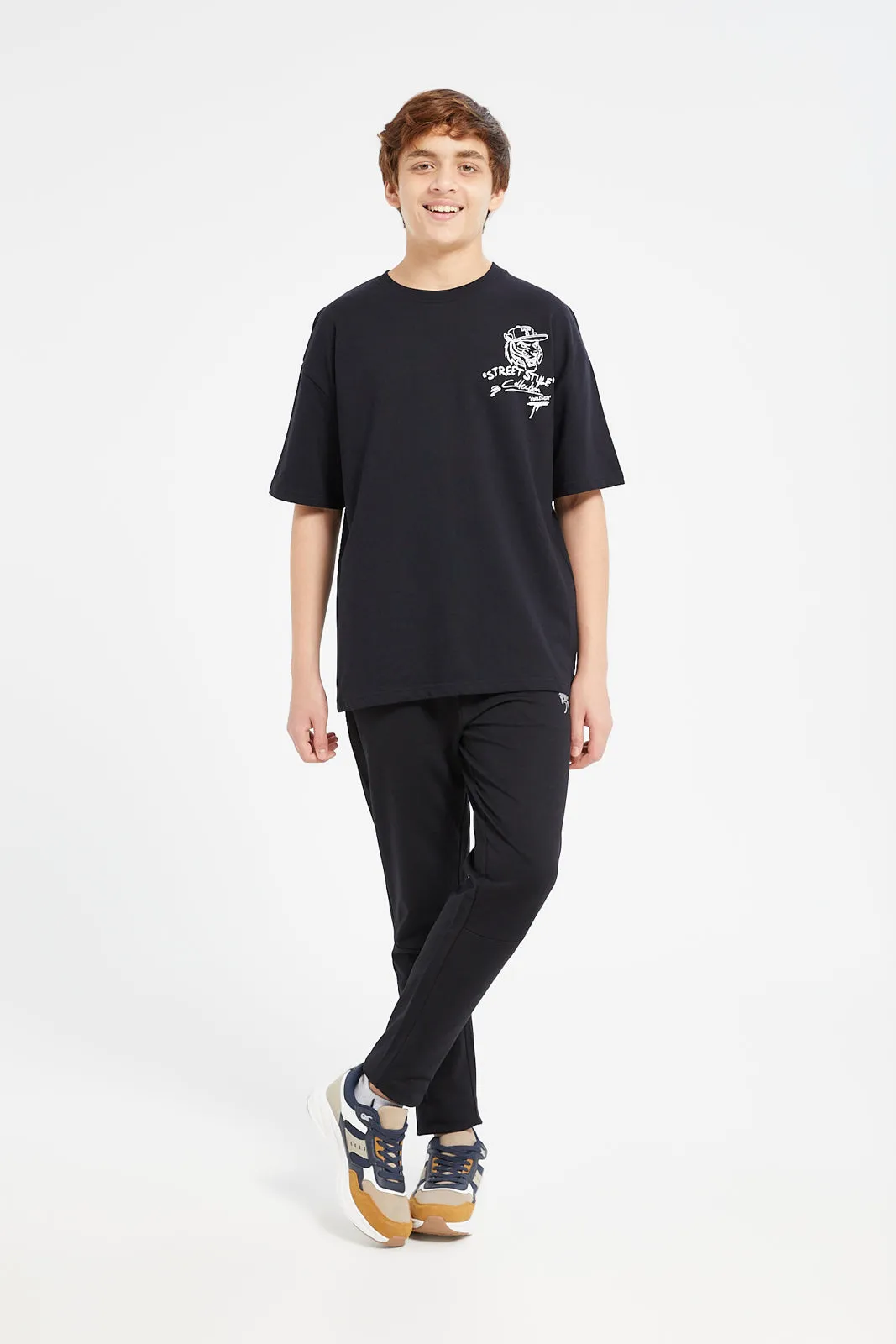 Senior Boys Black Lion Oversize T-Shirt