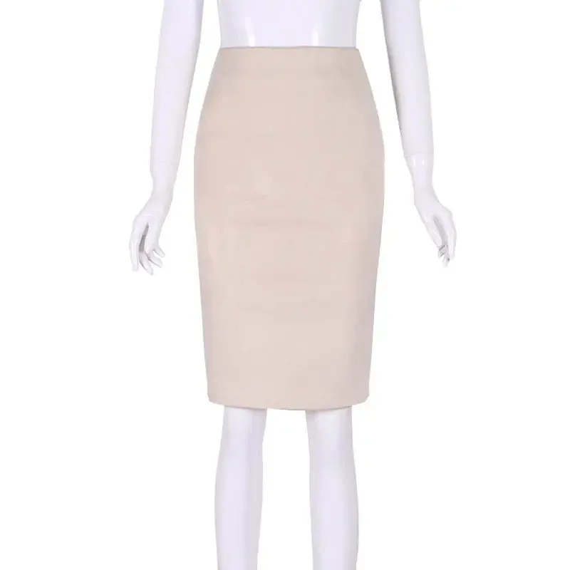 Sexy Multi Color Suede Midi Pencil Skirt Women 2024 Fashion Elastic High Waist Office Lady Bodycon Skirts Saias