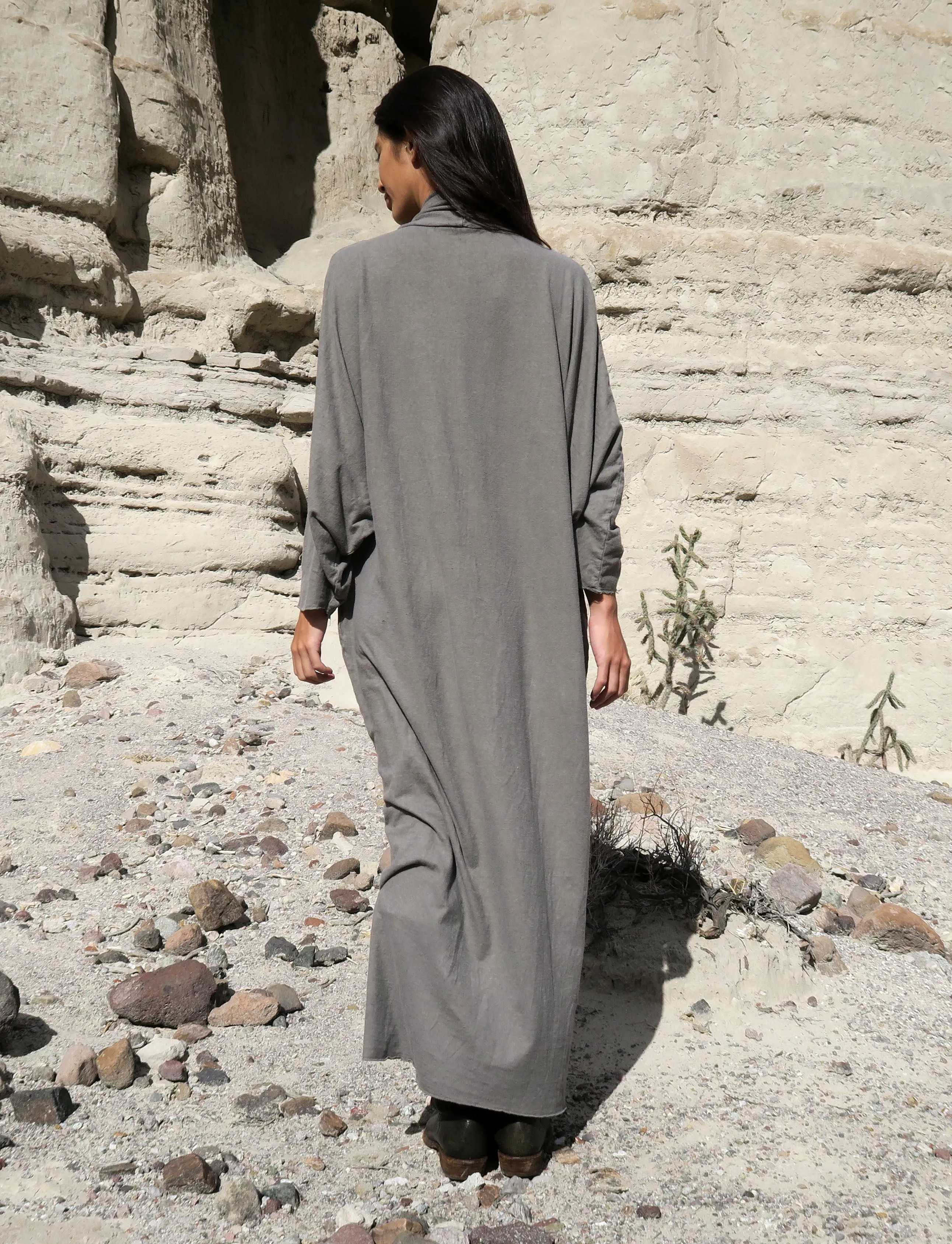 Shawl Collar Origami Long Kaftan