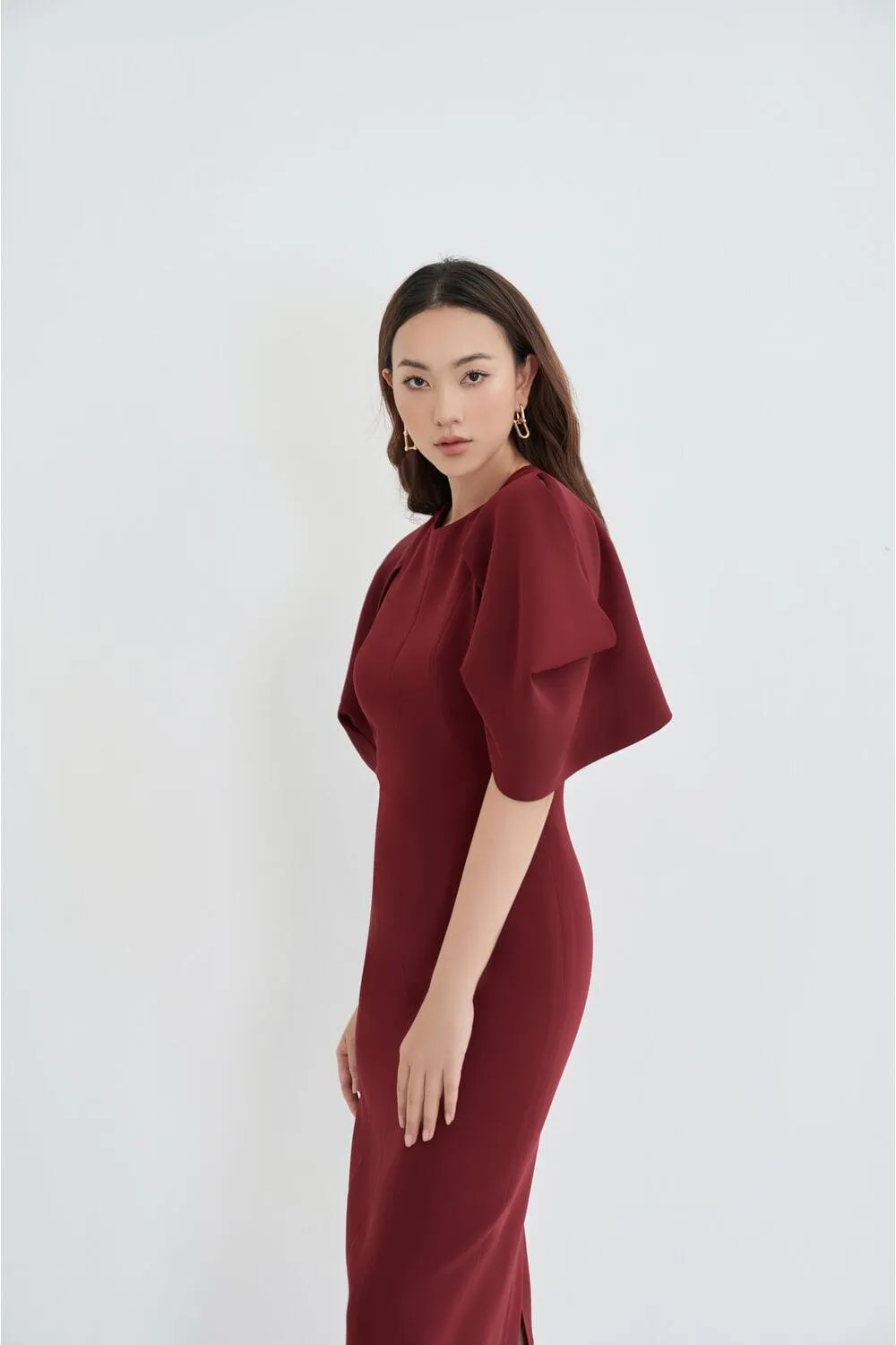 Shirina Cape Shoulders Dress