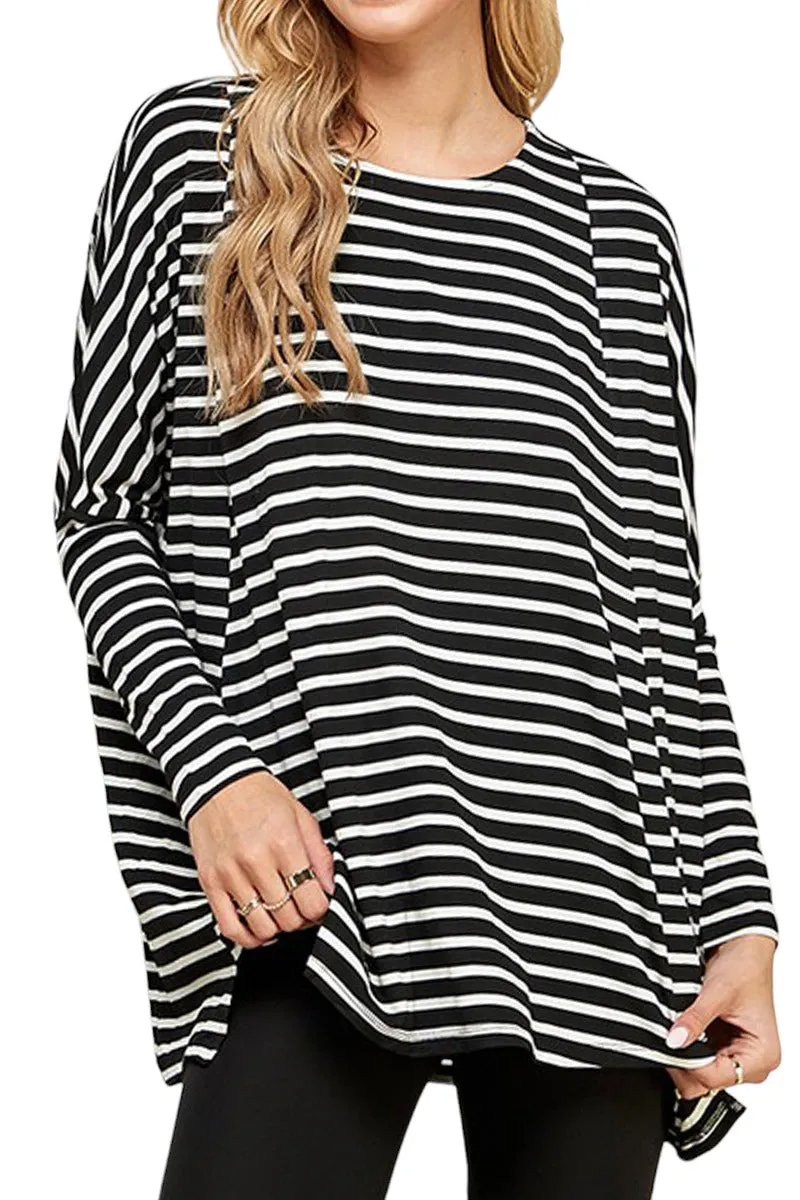Stripe Dolman Long Sleeve Top