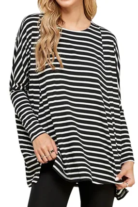 Stripe Dolman Long Sleeve Top
