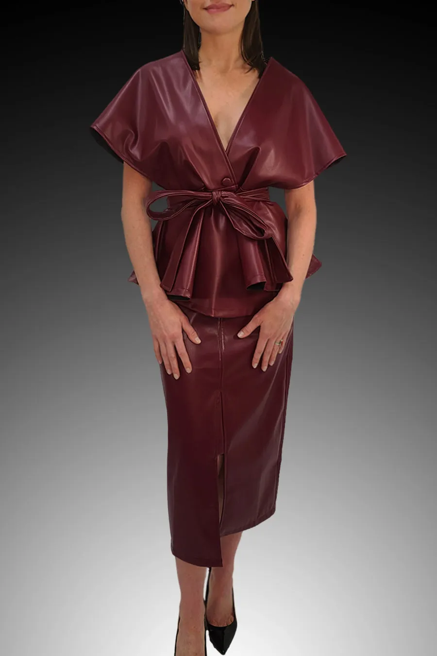 T1205A SKIRT (WINE, BLK)
