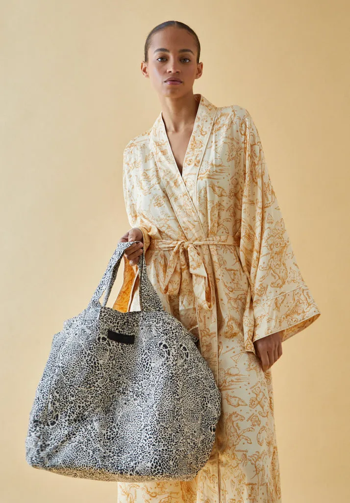 Tara Hidden Leopard Print Tote Bag In Cream
