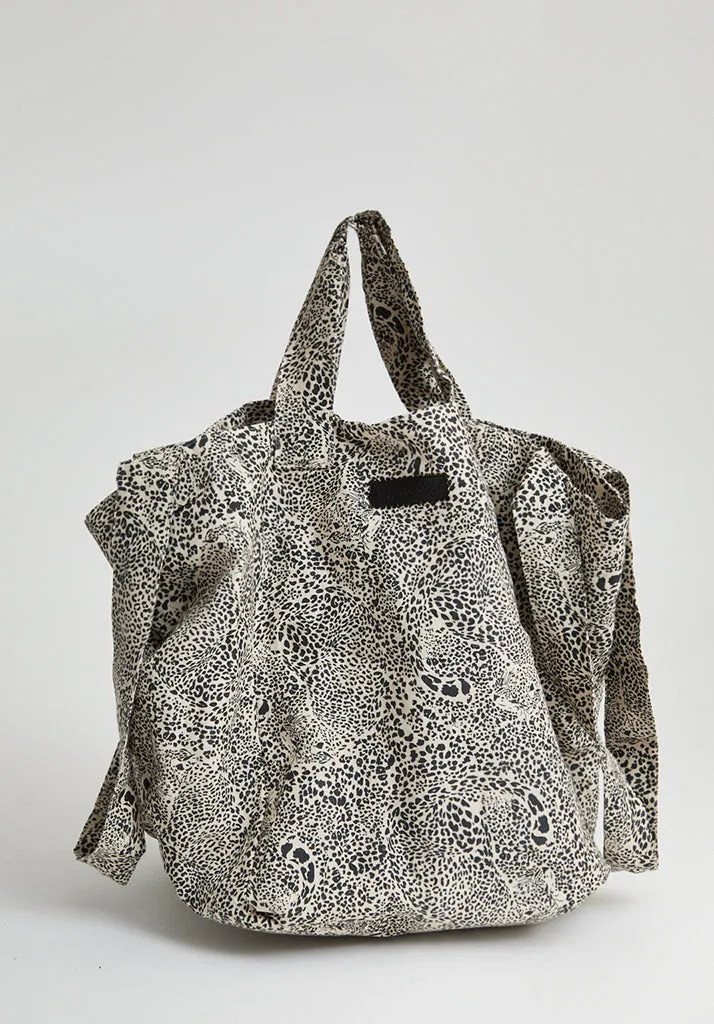 Tara Hidden Leopard Print Tote Bag In Cream