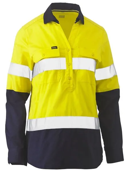 Womens Taped Hi Vis Stretch V-Neck Shirt